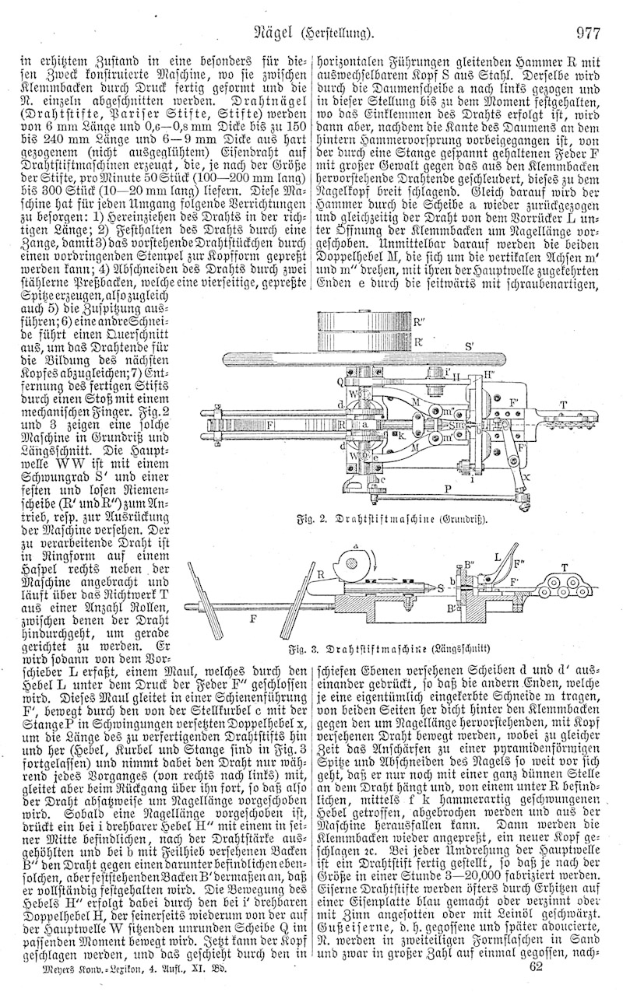 Eine Seite aus einem Buch mit einer Zeichnung einer Maschine und dem Text "Deutsches Patent 977,977" sowie mehreren Bildern der Maschine drumherum.
