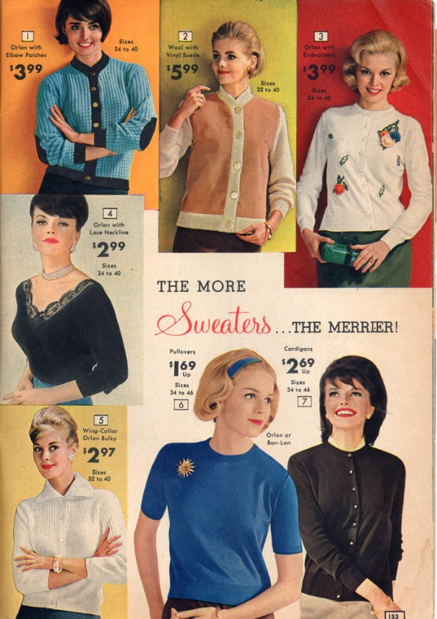 Ein Collage mit verschiedenen Bildern von Frauen in verschiedenen Kost√ľmen, jedes begleitet von Text und Dollarbetr√§gen.