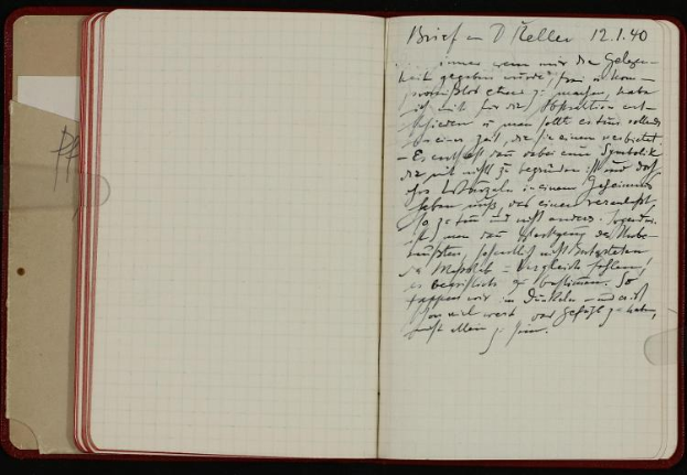 Ein offenes Tagebuch mit handgeschriebenem Text, das einem im Zweiten Weltkrieg gefallenen deutschen Soldaten gehörte.