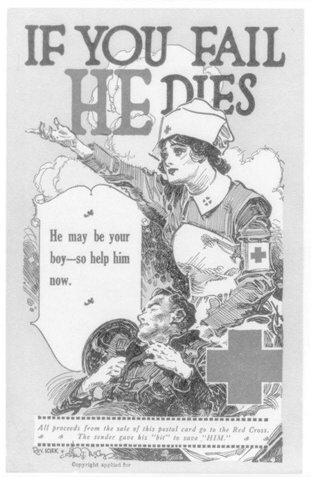 Schwarzes und weißes Plakat mit einer entschlossenen Frau und einem besorgten Mann mit Text, der Unterstützung für einen Jungen in Gefahr fordert.