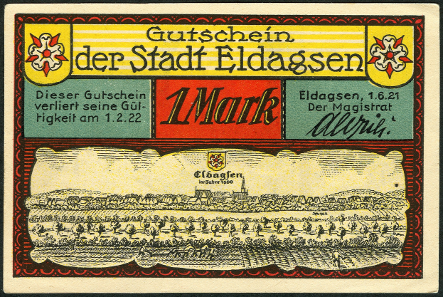 Alte deutsche Zigarettenkarte mit einer Landschaftsszene und beschreibendem Text auf der Vorderseite.