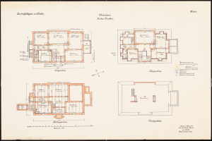 Ein Schwarz-Weiß-Plan des Schlosshofs in Stuttgart, Deutschland, mit zahlreichen Räumen und detaillierten Plänen und Texten.