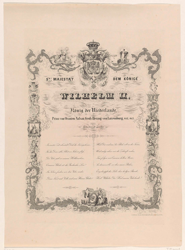 Ein 19. Jahrhundert altes deutsches Regierungszertifikat mit einem Wappen, dekorativem Text und einem Logo, wahrscheinlich im Zusammenhang mit der Hochzeit von Wilhelm II. von Sachsen.