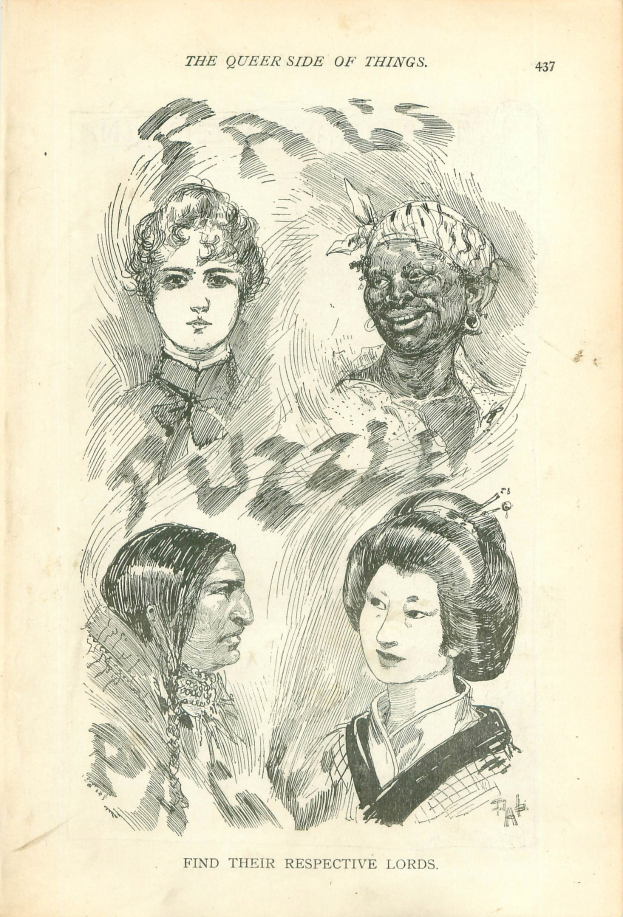 Ein altes Buch mit dem Titel "Die queere Seite der Dinge" und einer Zeichnung von vier Frauenköpfen auf dem Cover.