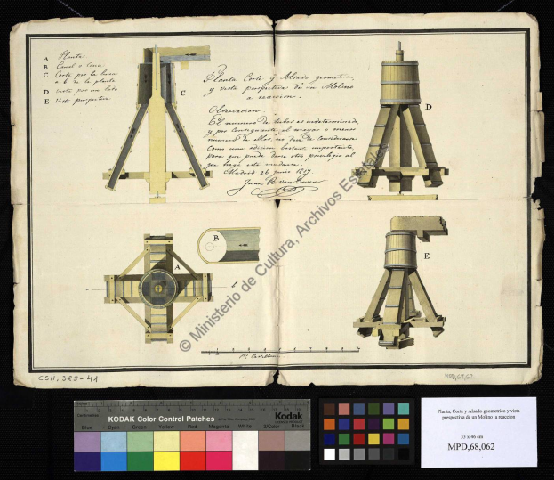 Ein Buchumschlag mit einer Teleskop-Illustration, Text und Farbproben.