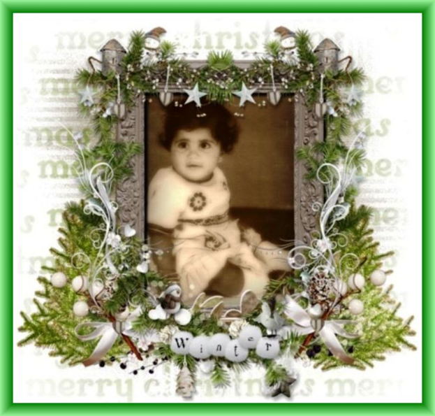 Ein Foto Rahmen mit einem Bild eines Kindes.